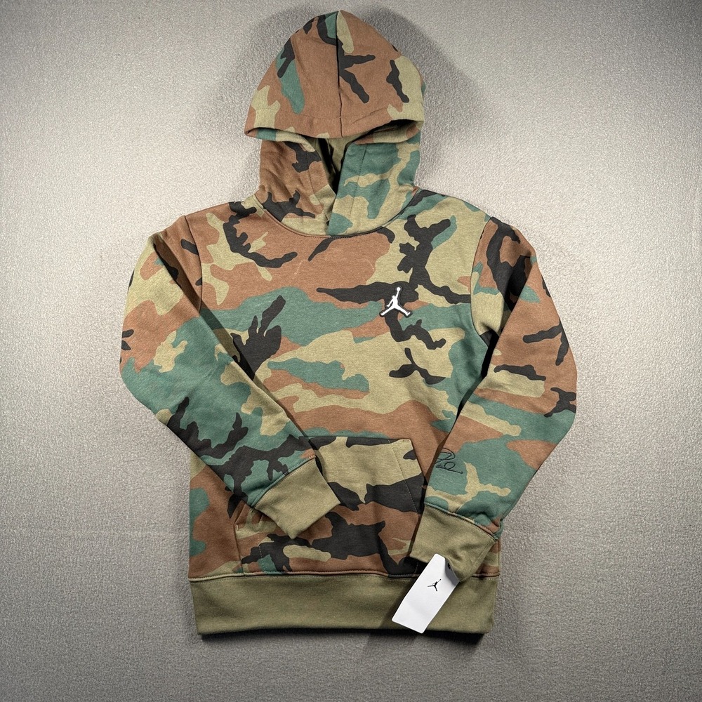Jordan Camouflage Hoodie Boys Size S Green Brown Pullover 95A717-E4F